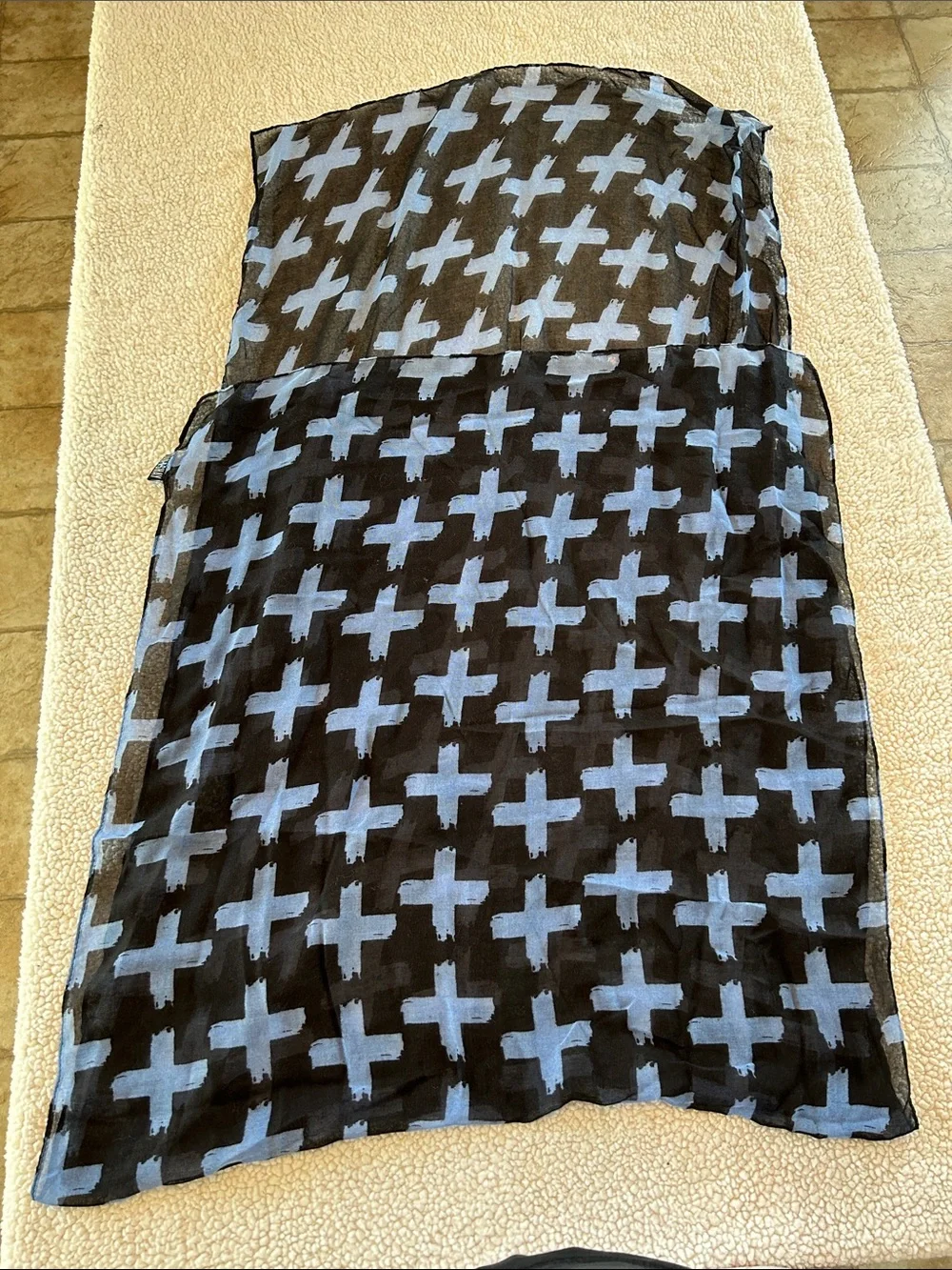 Dan + Shay Scarf - Black with Blue Cross Print